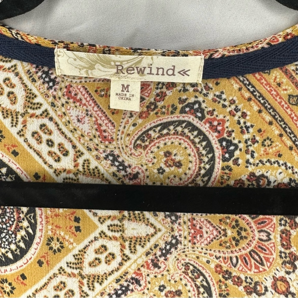 Rewind Yellow Black Open Front Kimono Top Size M